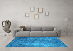 Machine Washable Oriental Light Blue Industrial Rug in a Living Room, wshurb2445lblu