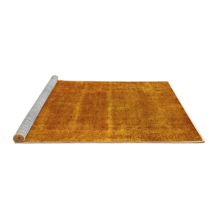 Sideview of Machine Washable Oriental Yellow Industrial Rug, wshurb2446yw