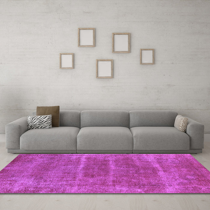 Machine Washable Oriental Purple Industrial Area Rugs in a Living Room, wshurb2446pur