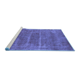 Sideview of Machine Washable Oriental Blue Industrial Rug, wshurb2446blu