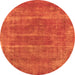 Round Machine Washable Oriental Orange Industrial Area Rugs, wshurb2446org