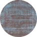 Round Oriental Light Blue Industrial Rug, urb2446lblu