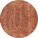 Round Oriental Brown Industrial Rug, urb2446brn