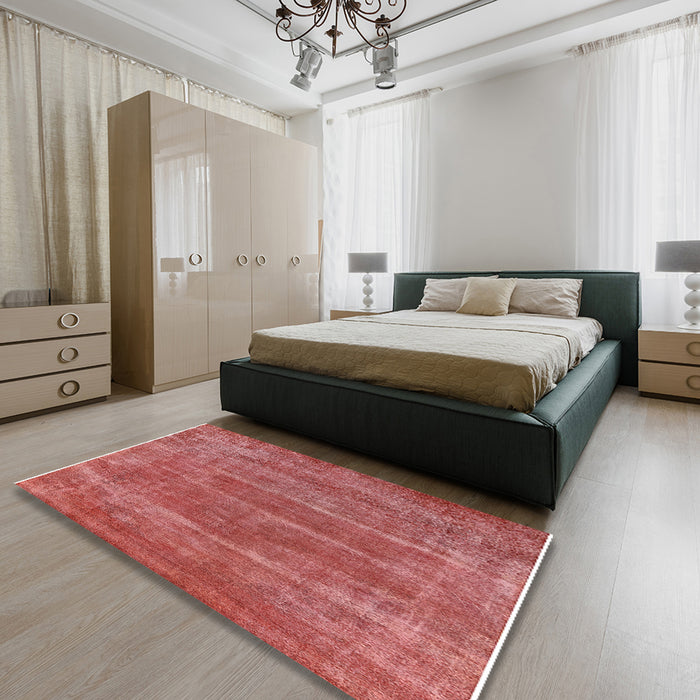 Mid-Century Modern Red Oriental Rug in a Bedroom, urb2446
