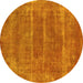 Round Oriental Yellow Industrial Rug, urb2446yw