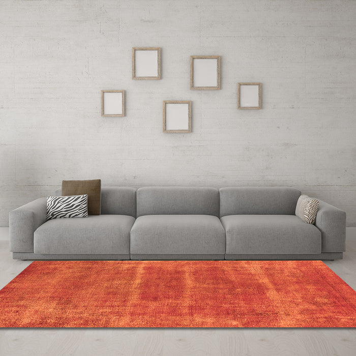 Machine Washable Oriental Orange Industrial Area Rugs in a Living Room, wshurb2446org