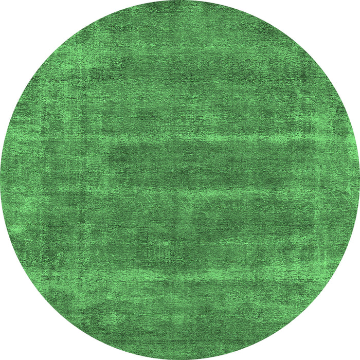 Round Oriental Emerald Green Industrial Rug, urb2446emgrn