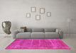 Machine Washable Oriental Pink Industrial Rug in a Living Room, wshurb2446pnk