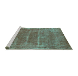 Sideview of Machine Washable Oriental Turquoise Industrial Area Rugs, wshurb2446turq