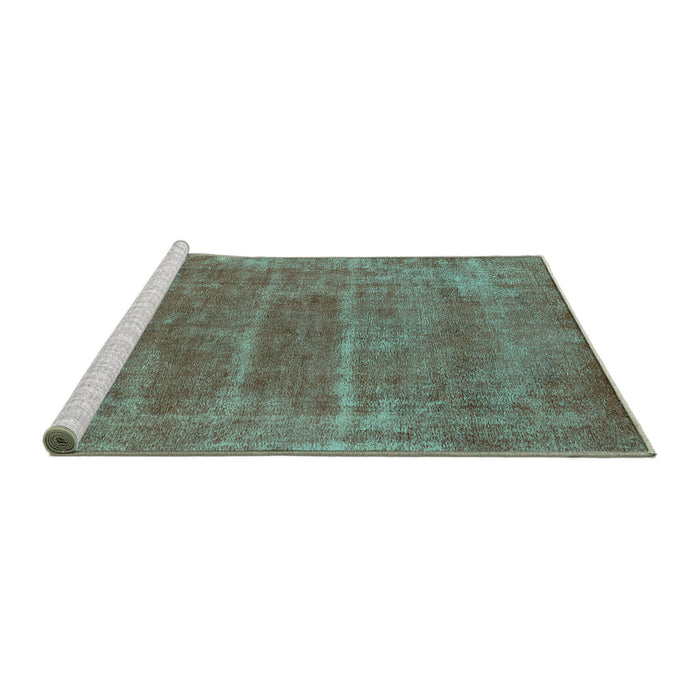 Sideview of Machine Washable Oriental Turquoise Industrial Area Rugs, wshurb2446turq