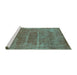 Sideview of Machine Washable Oriental Turquoise Industrial Area Rugs, wshurb2446turq