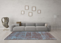 Machine Washable Oriental Light Blue Industrial Rug, wshurb2446lblu