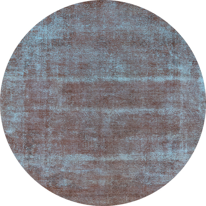 Round Machine Washable Oriental Light Blue Industrial Rug, wshurb2446lblu