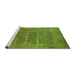 Sideview of Machine Washable Oriental Green Industrial Area Rugs, wshurb2446grn