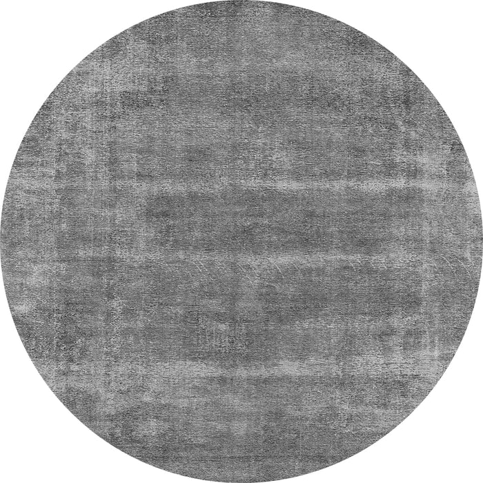 Round Machine Washable Oriental Gray Industrial Rug, wshurb2446gry