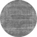 Round Machine Washable Oriental Gray Industrial Rug, wshurb2446gry