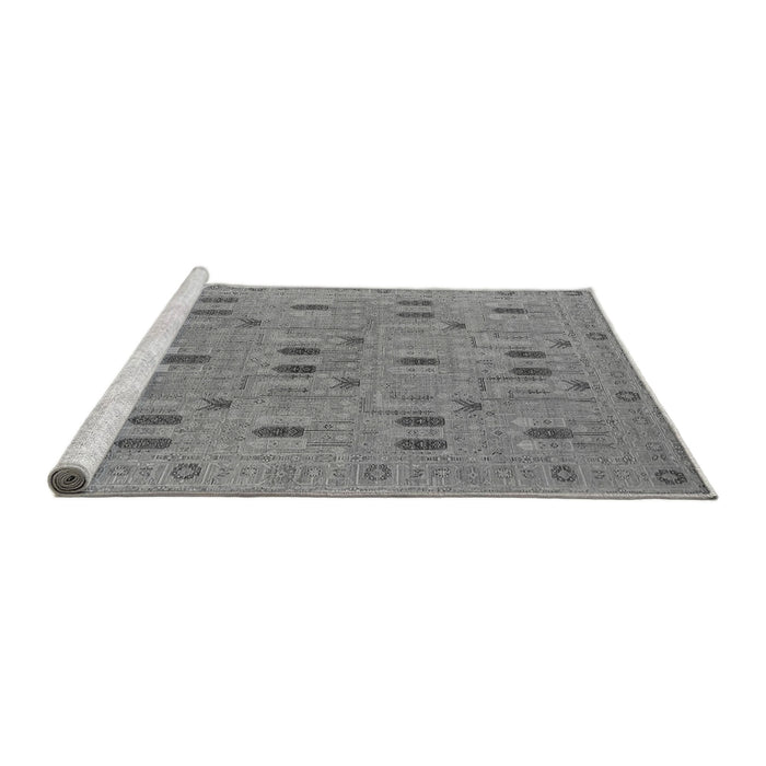Sideview of Machine Washable Oriental Gray Industrial Rug, wshurb2447gry