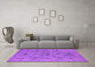 Machine Washable Oriental Purple Industrial Area Rugs in a Living Room, wshurb2447pur