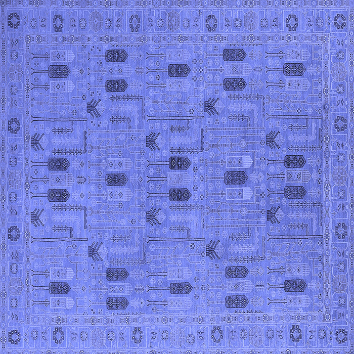 Square Machine Washable Oriental Blue Industrial Rug, wshurb2447blu