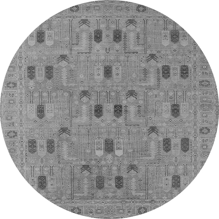 Round Oriental Gray Industrial Rug, urb2447gry