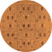 Round Machine Washable Oriental Orange Industrial Area Rugs, wshurb2447org