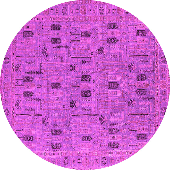 Round Machine Washable Oriental Pink Industrial Rug, wshurb2447pnk