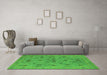 Machine Washable Oriental Green Industrial Area Rugs in a Living Room,, wshurb2447grn