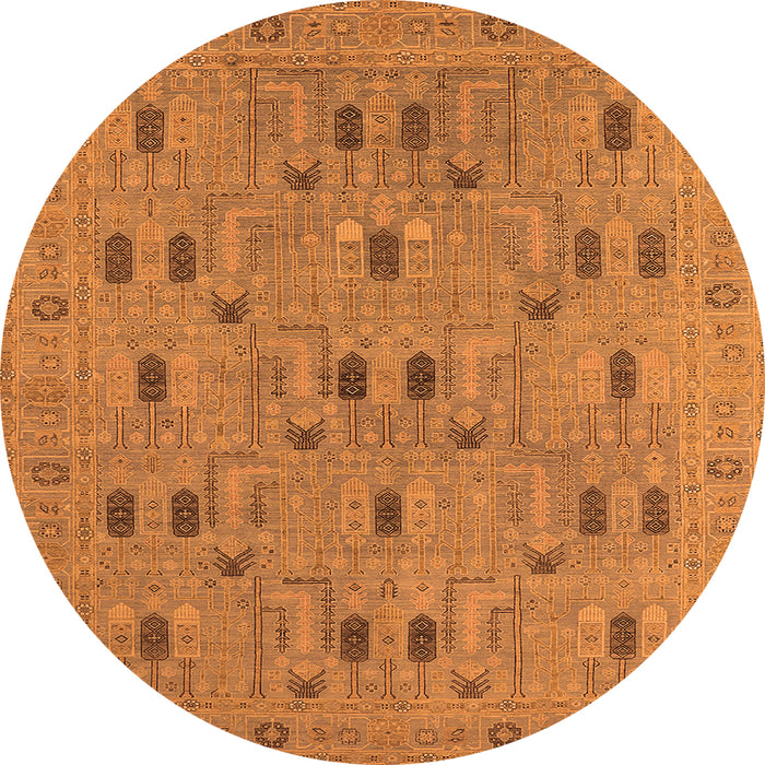Round Oriental Orange Industrial Rug, urb2447org