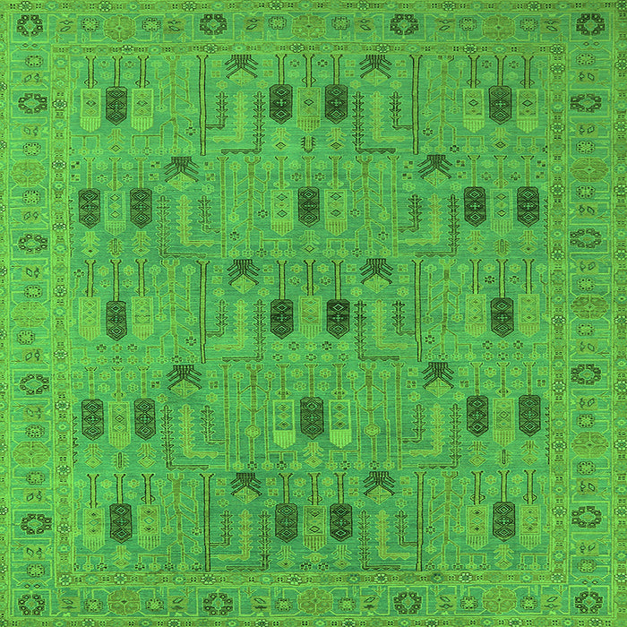 Square Machine Washable Oriental Green Industrial Area Rugs, wshurb2447grn