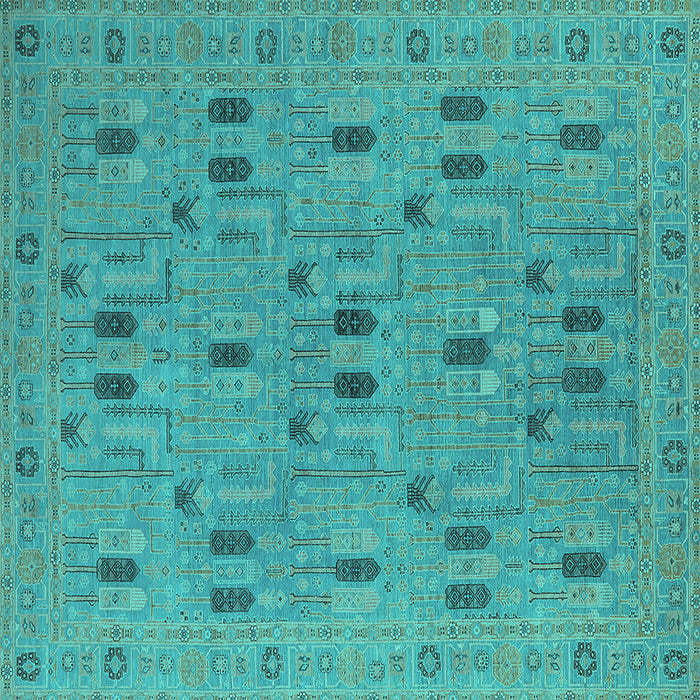 Square Oriental Turquoise Industrial Rug, urb2447turq