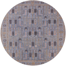 Round Machine Washable Industrial Modern Mauve Taupe Purple Rug, wshurb2447