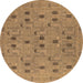 Round Machine Washable Oriental Brown Industrial Rug, wshurb2447brn