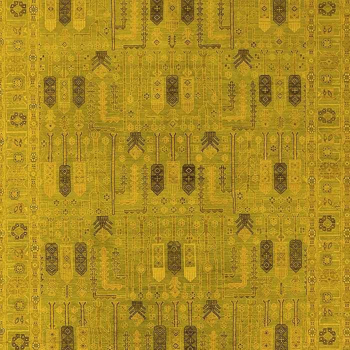 Machine Washable Oriental Yellow Industrial Rug, wshurb2447yw