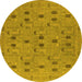 Round Oriental Yellow Industrial Rug, urb2447yw