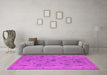 Machine Washable Oriental Pink Industrial Rug in a Living Room, wshurb2447pnk