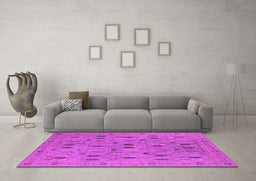 Machine Washable Oriental Pink Industrial Rug in a Living Room, wshurb2447pnk