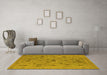 Machine Washable Oriental Yellow Industrial Rug in a Living Room, wshurb2447yw