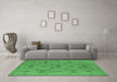 Machine Washable Oriental Emerald Green Industrial Area Rugs in a Living Room,, wshurb2447emgrn