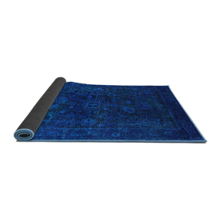 Sideview of Mid-Century Modern Denim Dark Blue Persian Rug, urb2448