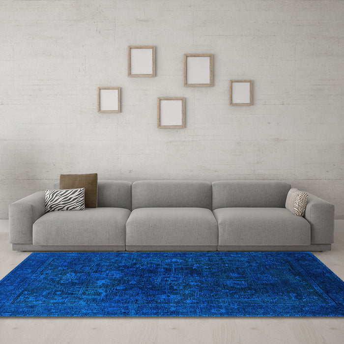 Machine Washable Persian Light Blue Bohemian Rug in a Living Room, wshurb2448lblu