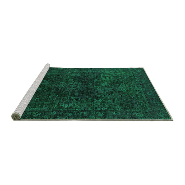 Sideview of Machine Washable Persian Green Bohemian Area Rugs, wshurb2448grn