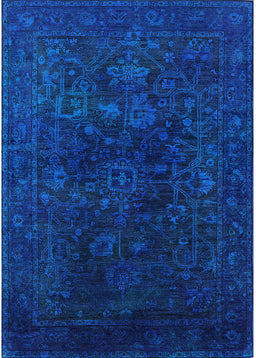 Mid-Century Modern Denim Dark Blue Persian Rug, urb2448