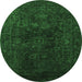 Round Persian Emerald Green Bohemian Rug, urb2448emgrn