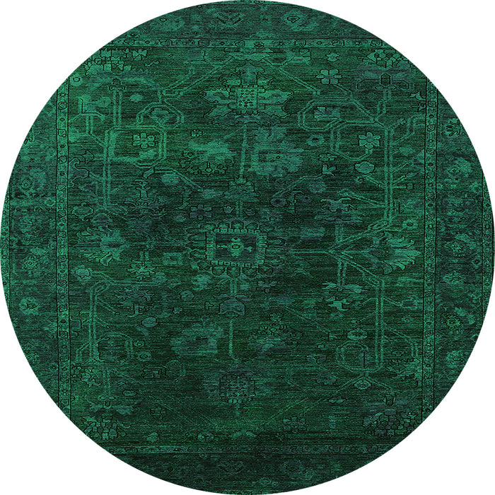 Round Persian Green Bohemian Rug, urb2448grn