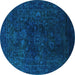 Round Persian Turquoise Bohemian Rug, urb2448turq