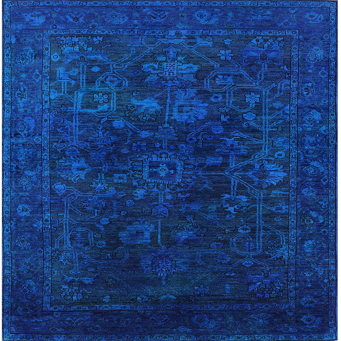 Square Machine Washable Industrial Modern Denim Dark Blue Rug, wshurb2448
