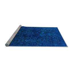 Sideview of Machine Washable Persian Light Blue Bohemian Rug, wshurb2448lblu
