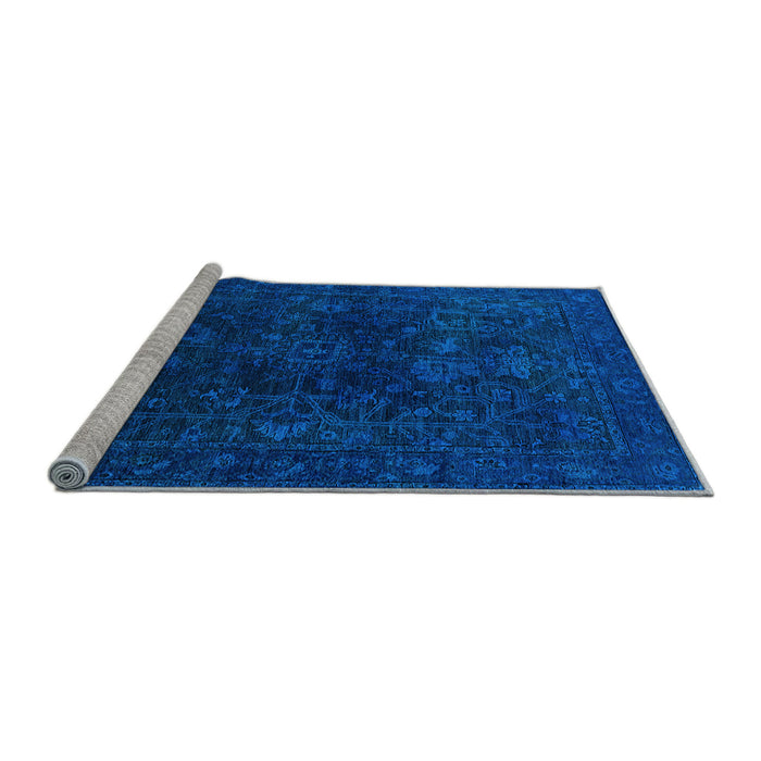 Sideview of Machine Washable Persian Light Blue Bohemian Rug, wshurb2448lblu