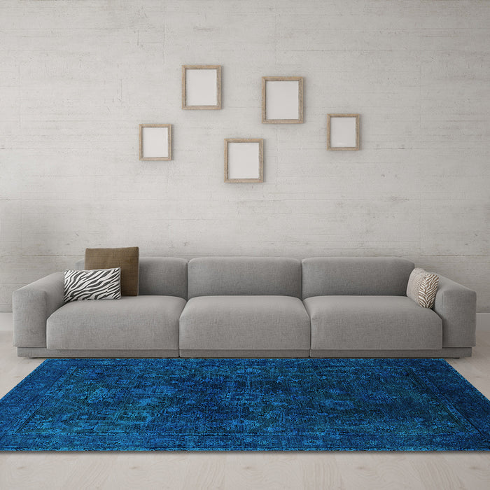 Machine Washable Persian Turquoise Bohemian Area Rugs in a Living Room,, wshurb2448turq