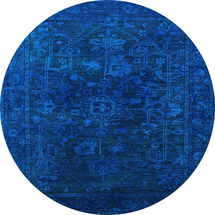 Round Machine Washable Persian Light Blue Bohemian Rug, wshurb2448lblu